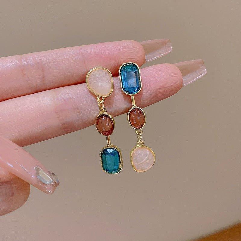 Korean Beautifull Multicolor Stone Earrings For Women - Shine