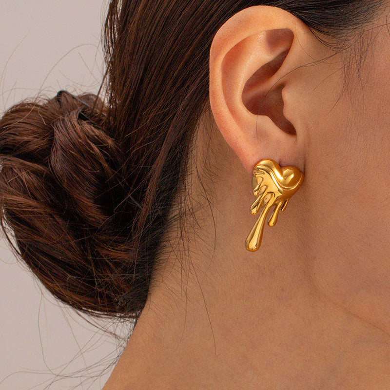 Korean Anti Tarnish Melting Heart stud Earring