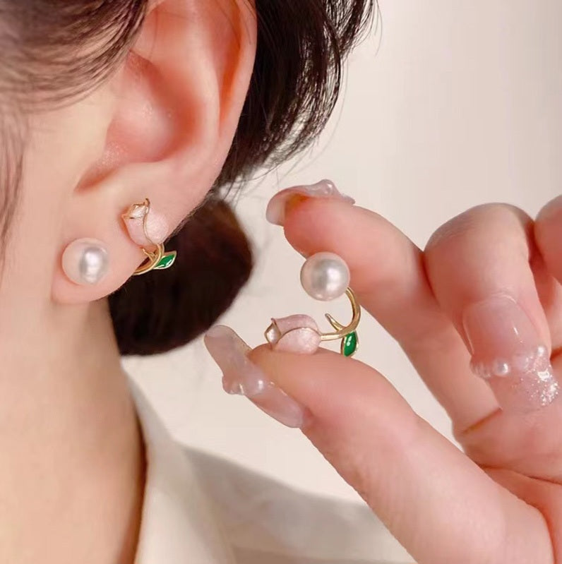 Korean Pink Lotus Beautiful Earring3