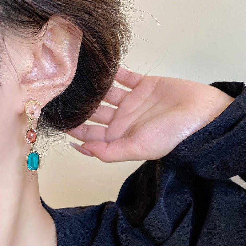 Korean Beautifull Multicolor Stone Earrings For Women - Shine