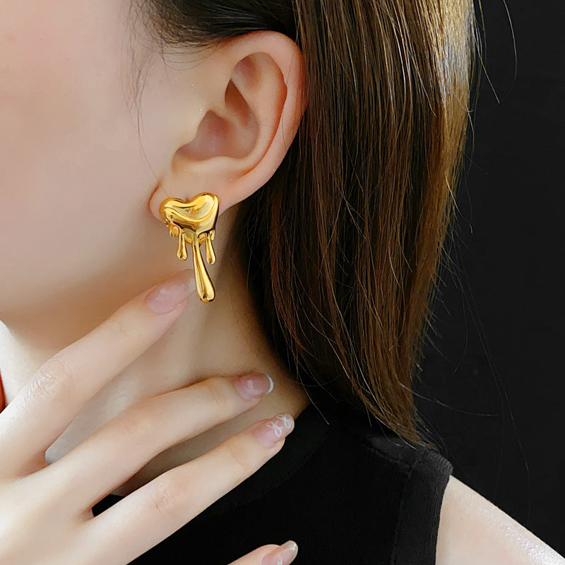 Korean Anti Tarnish Melting Heart stud Earring