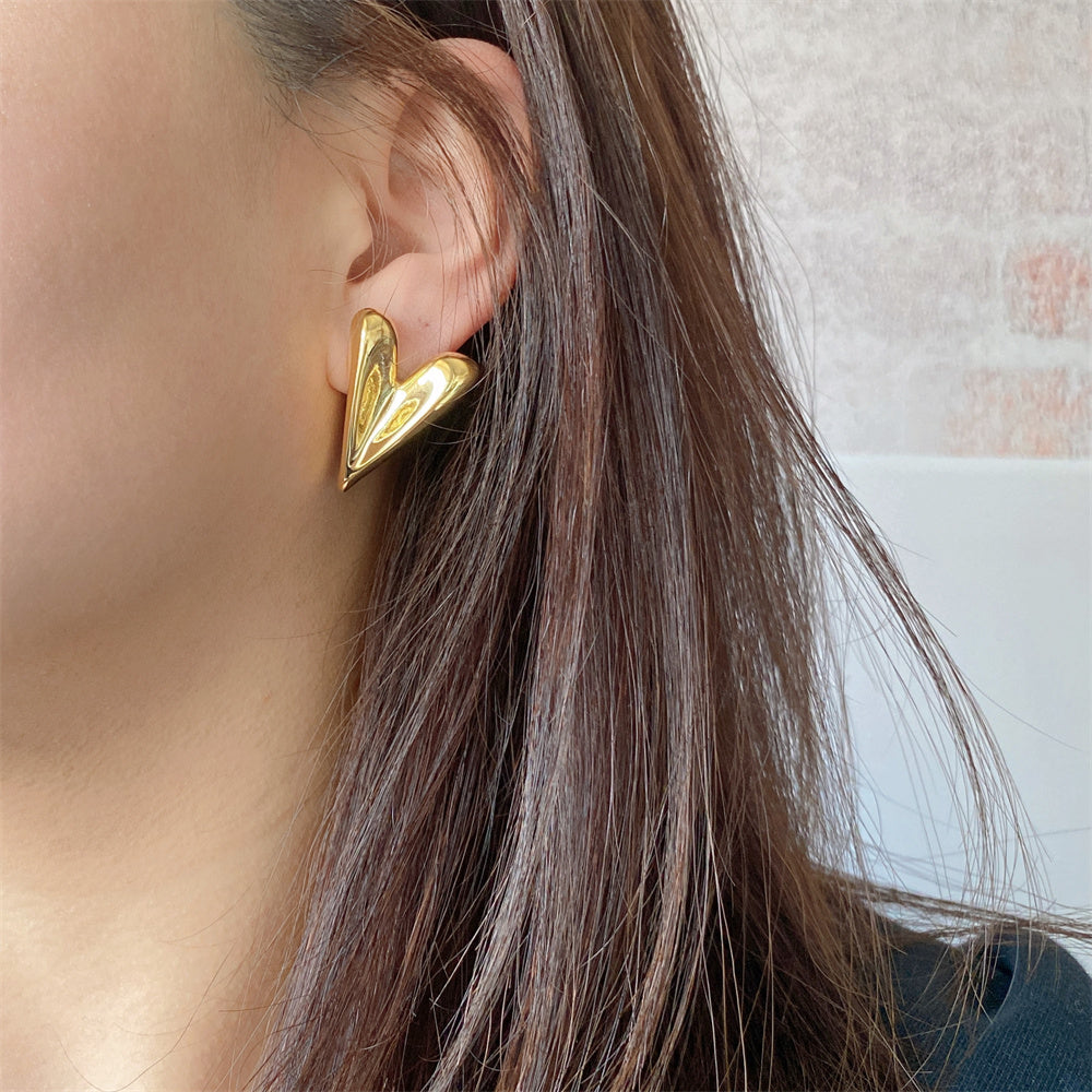 korean anti Tarnish v shape cute earring