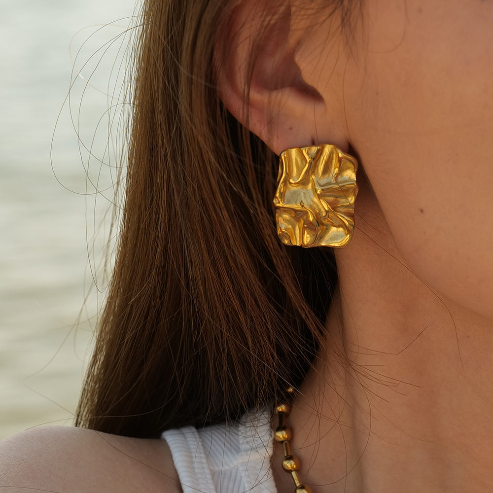 Luxurious Gold Plated Anti Tarnish Earring - Erin Studs