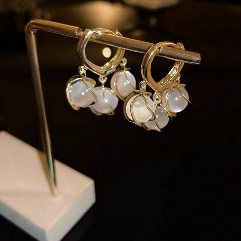 Korean Luxurious Gold Stone Zirconia Drop Gold Earring