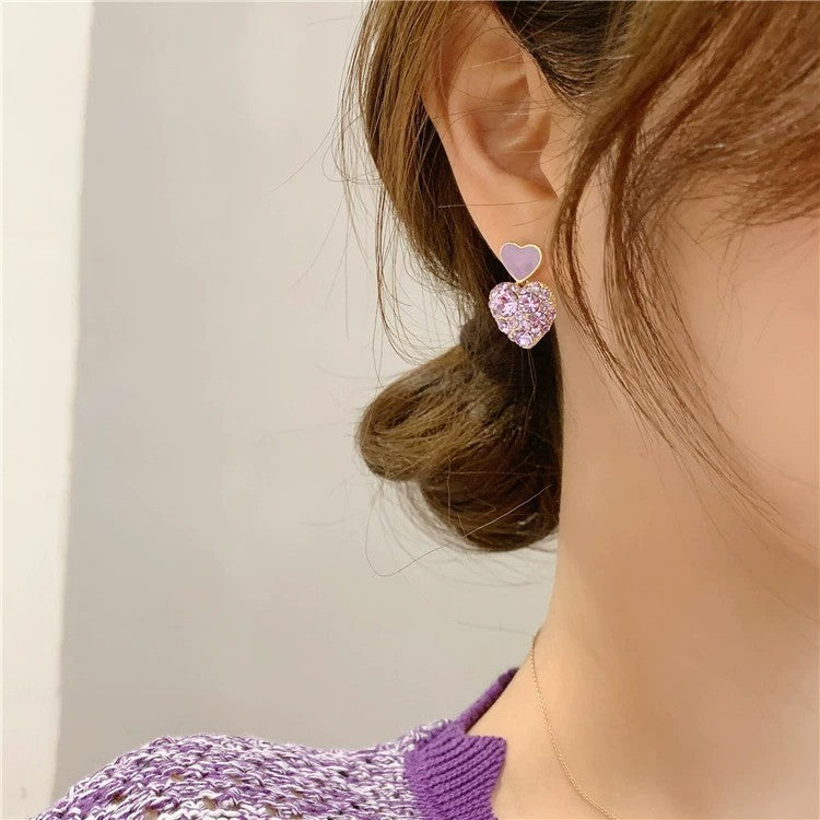 Korean Purple Heart Beautiful Earring3