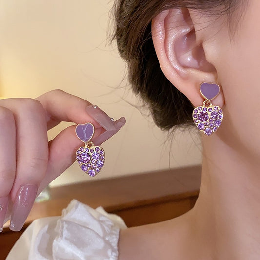 Korean Purple Heart Beautiful Earring3
