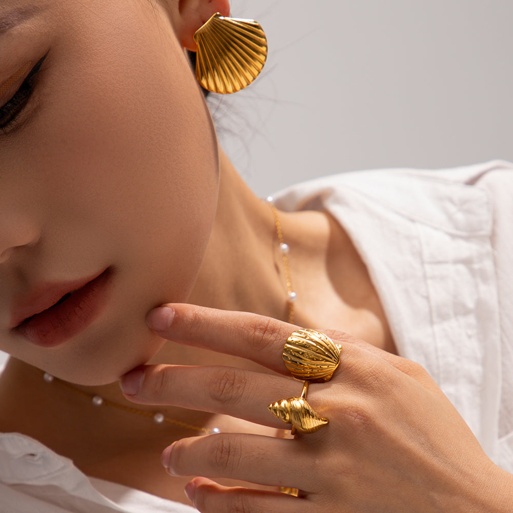 Sea Shell Anti-Tarnish Gold Earring