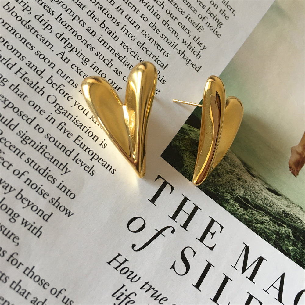 korean anti Tarnish v shape cute earring