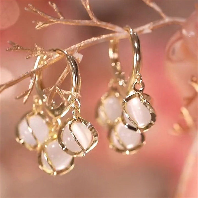 Korean Luxurious Gold Stone Zirconia Drop Gold Earring