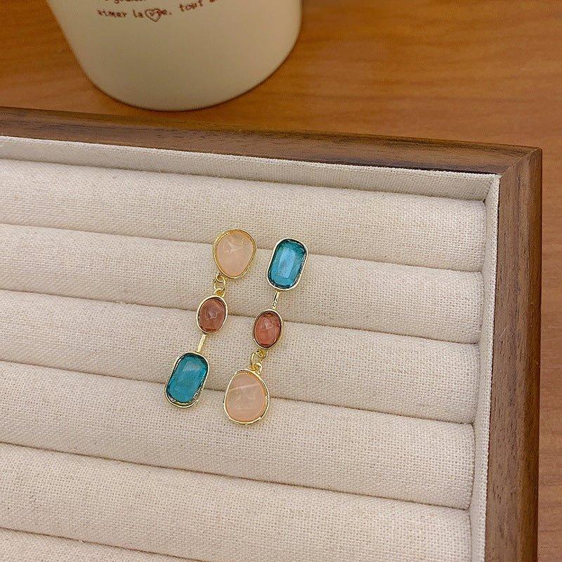 Korean Beautifull Multicolor Stone Earrings For Women - Shine