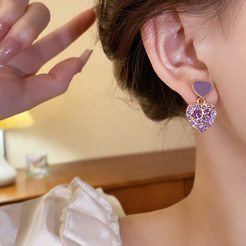 Korean Purple Heart Beautiful Earring3