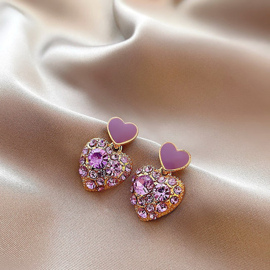 Korean Purple Heart Beautiful Earring3