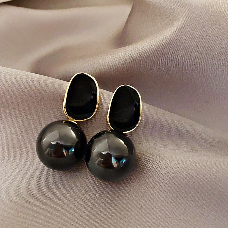 Korean Luxurious Black pearl drop earring3