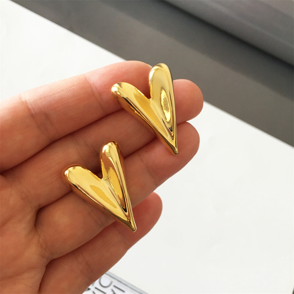 korean anti Tarnish v shape cute earring