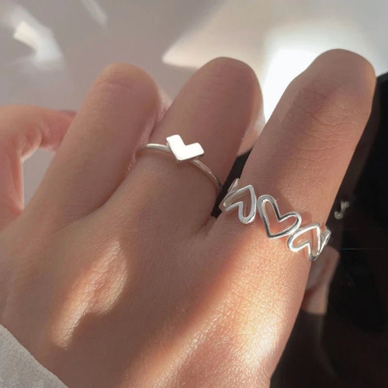 Korean Beautifull 2pcs Ring Set Silver - Shineshe