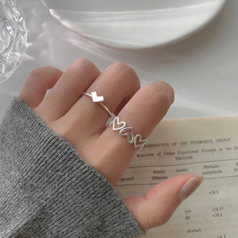 Korean Beautifull 2pcs Ring Set Silver - Shineshe
