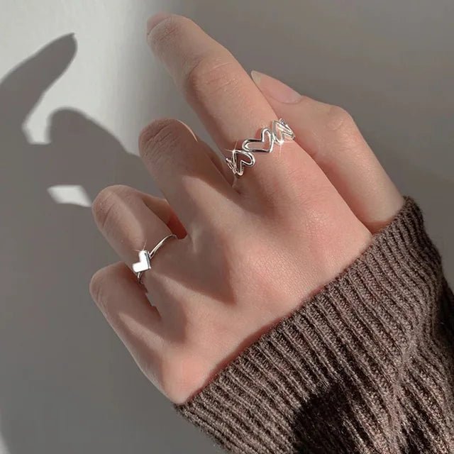 Korean Beautifull 2pcs Ring Set Silver - Shineshe