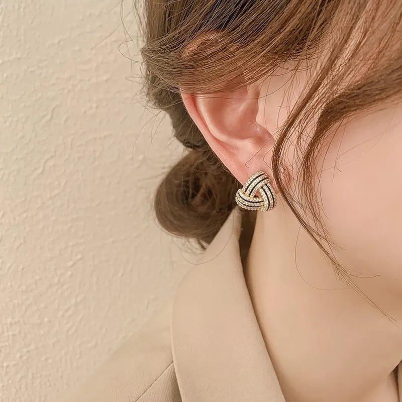 Cute Stylish Sparkling Crystal Triangle Stud Earrings - Shine