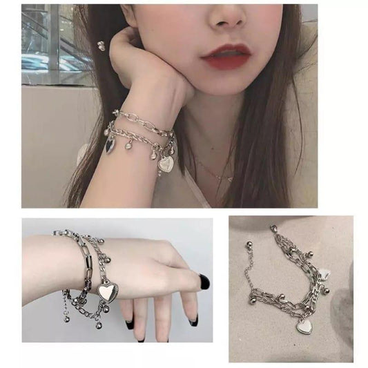 Bracelets For Girls Stainless Steel Heart Charm Bracelets For Women Bracelet Jewelry Gifts For Girls Black - Shine