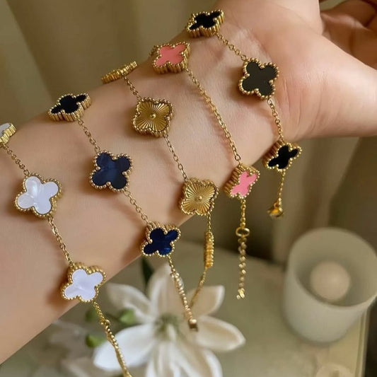 Luxurious 1pc Five-black leaf Clover Bracelet Charm, Delicate Flower Bracelet