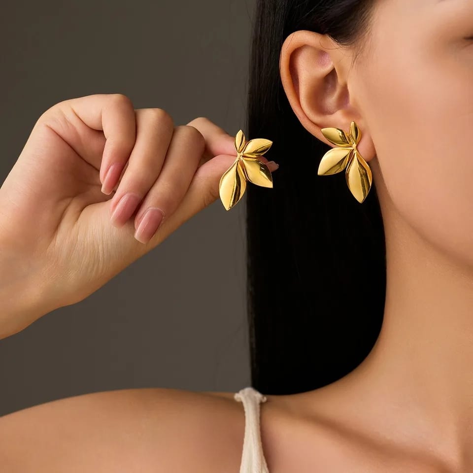 Gold Plated Anti Tarnish beautifull Leaf Earring