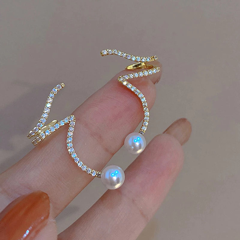 Korean pearl zirconia beautiful Earring3