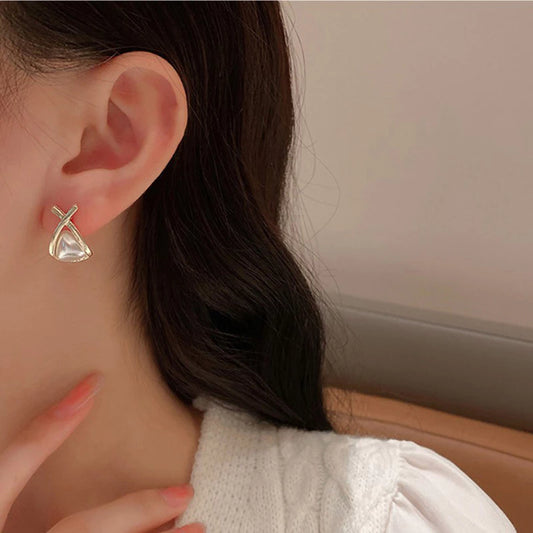 Korean beautifull cute pearl Gold Earring