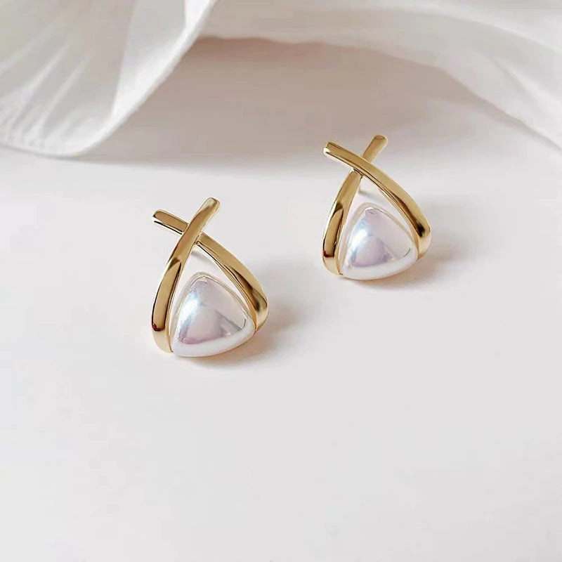 Korean beautifull cute pearl Gold Earring
