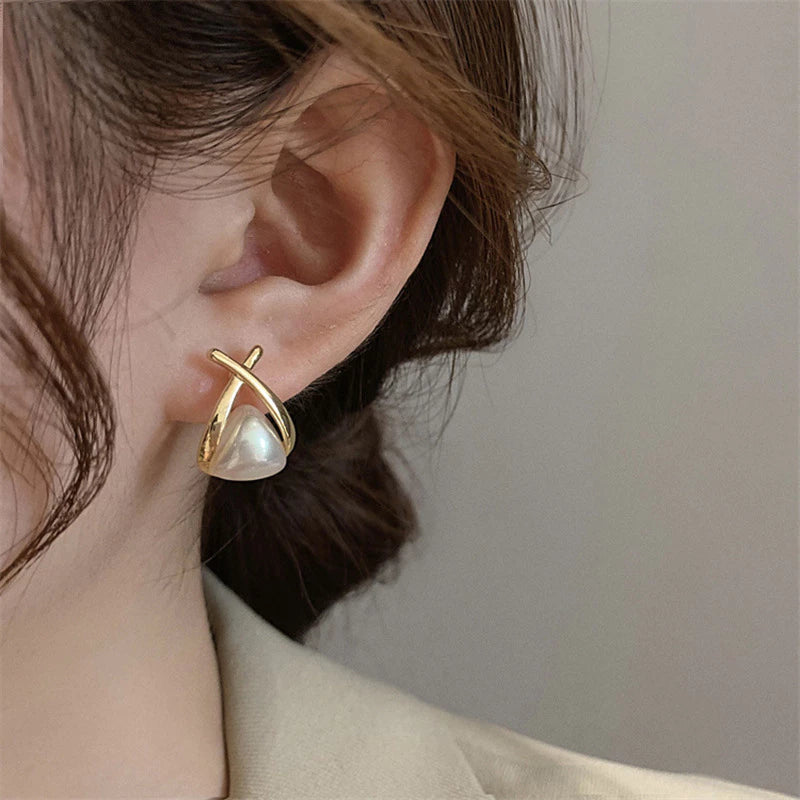 Korean beautifull cute pearl Gold Earring