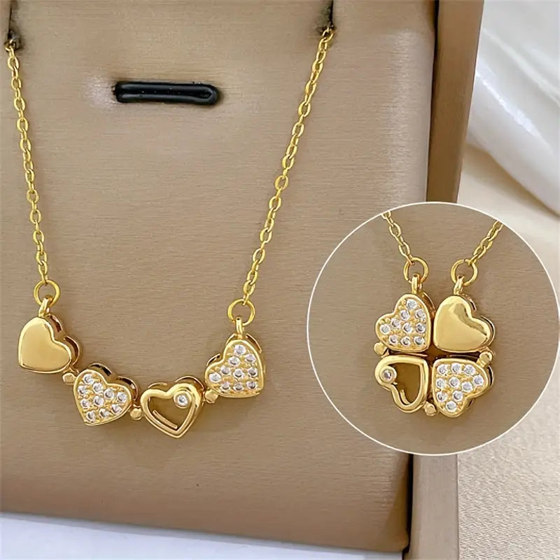 Luxurious Magnetic clover heart Women Nacklace
