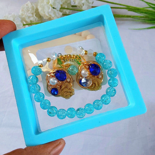 Blue stone Earring with bracelet