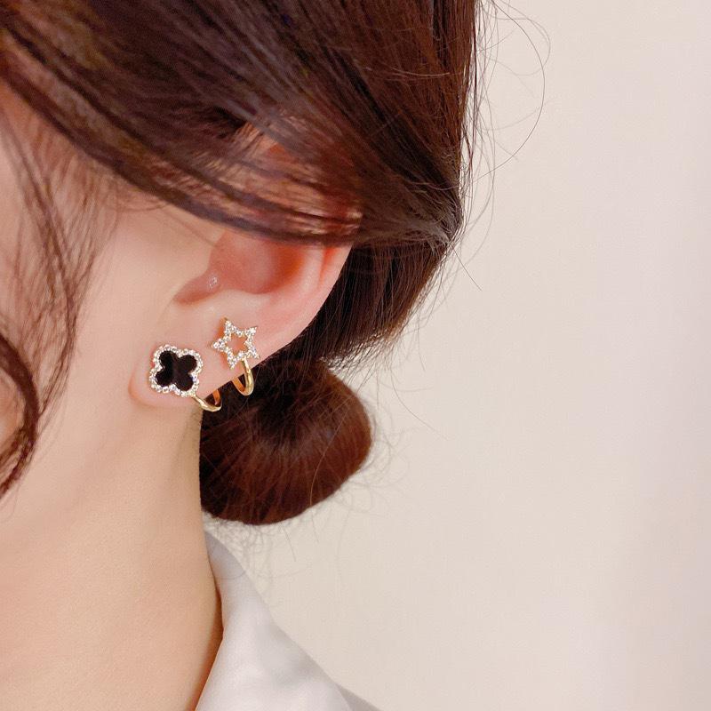 Korean Zircon Earrings Fashion Four-Leaf Clover Stud Earring