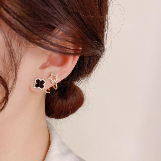 Korean Zircon Earrings Fashion Four-Leaf Clover Stud Earring