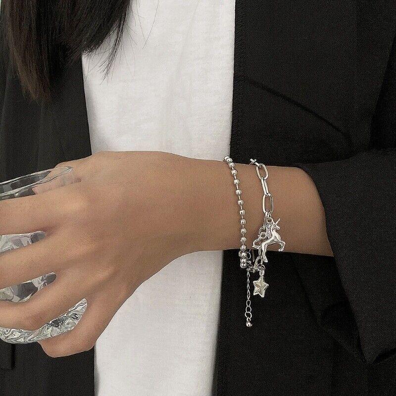 Bracelets For Girls Stainless Steel Horse Charm Bracelets For Women Bracelet Jewelry Gifts For Girls Silver - Shineshe