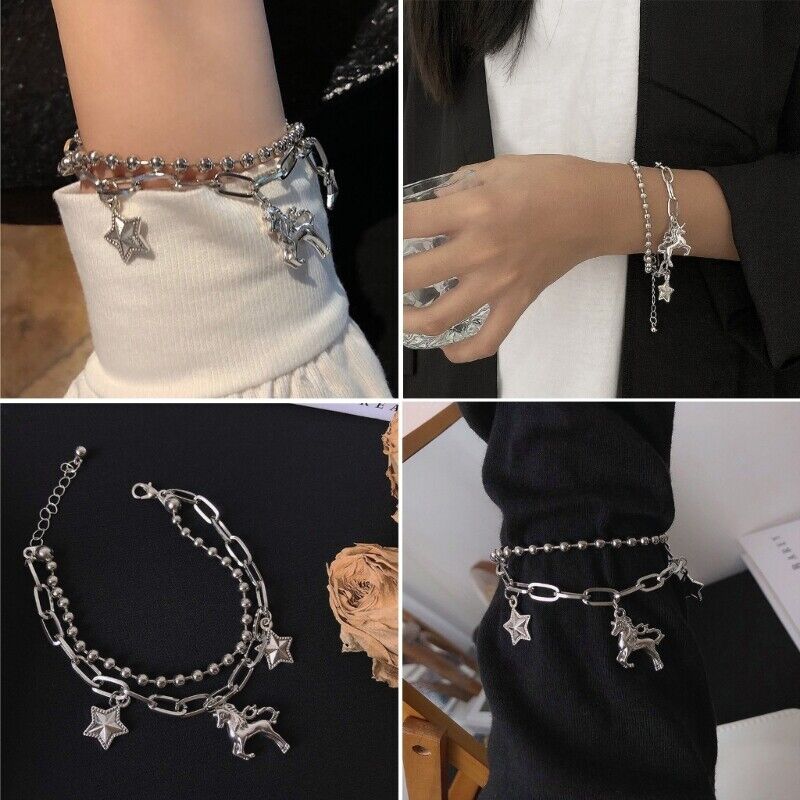 Bracelets For Girls Stainless Steel Horse Charm Bracelets For Women Bracelet Jewelry Gifts For Girls Silver - Shineshe