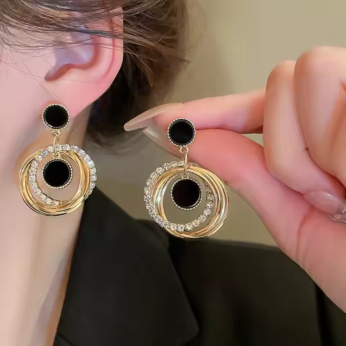 Korean Luxurious Gold Zirconia Stone Premium Earring